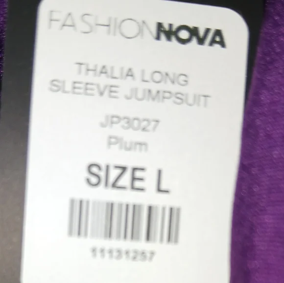 Fashion Nova Purple Draped Cutout Long-Sleeve Jumpsuit - Picture 6 of 6